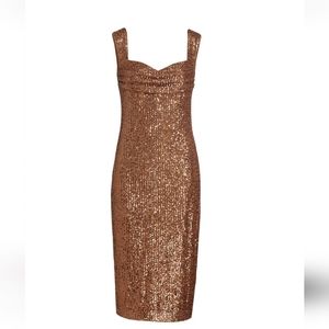 Badgley Mischka Sleeveless Sequined Cocktail Dress